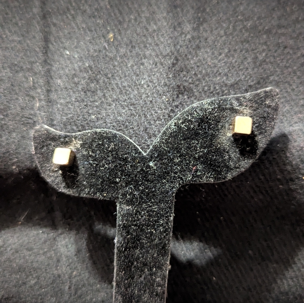 Gold Tone Square Cube Dainty Delicate Stud Statement Earrings